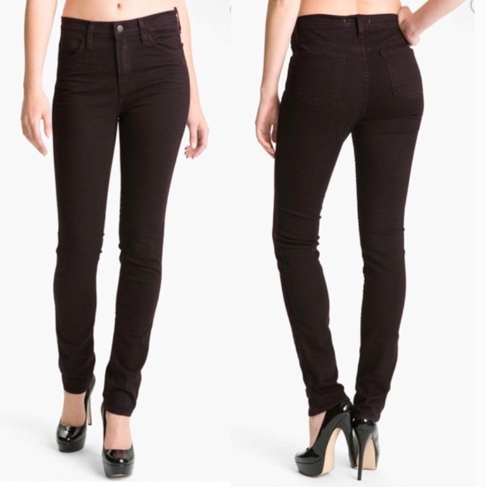 J BRAND Noir Red High Rise Skinny Jeans